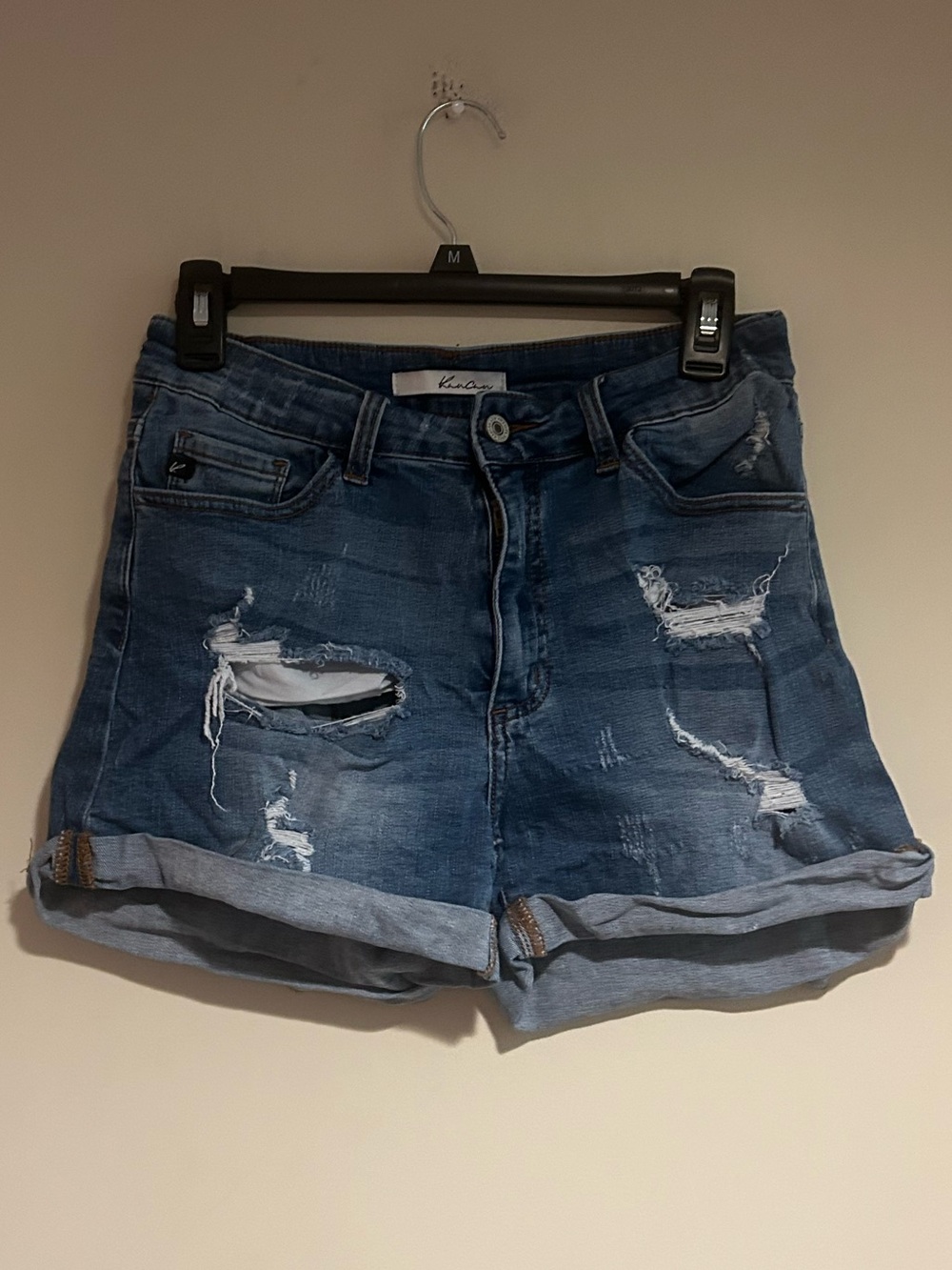 KanCan Distressed Cuffed Hem Denim Shorts Sz 9 28